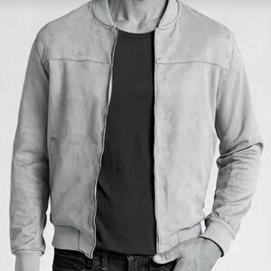 Denim & Flower Faux Suede Bomper Jacket in Cream Color Sz Small